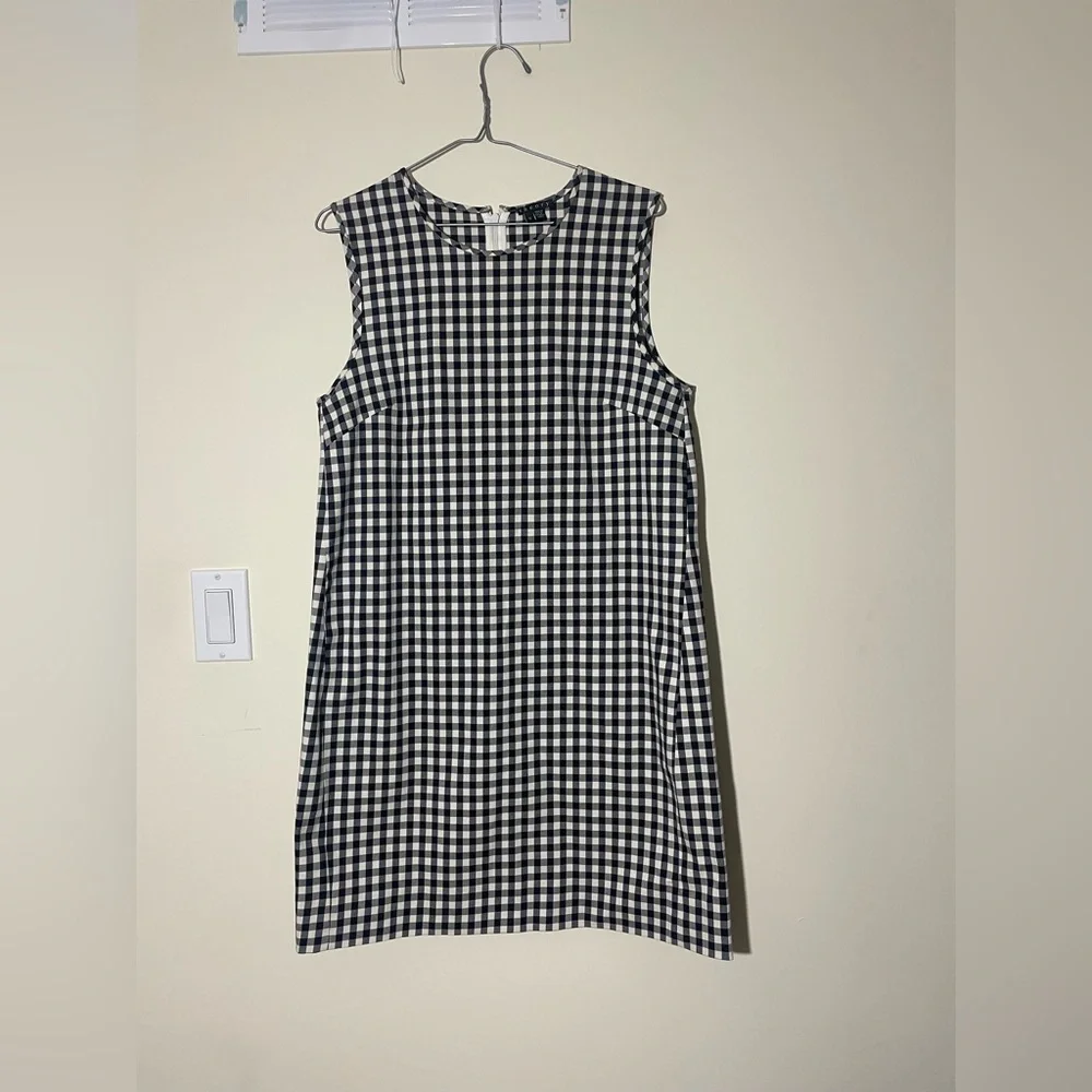 theory Black and White Gingham Sleeveless Dress - Picture 2 of 8